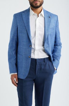 Jack Victor Morton Contemporary Fit Blue Slub Wool & Silk Blend Sport Coat at Nordstrom, Size 44 Regular