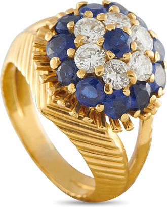 Tiffany & Co. Vintage 18K Yellow Gold 0.72ct Diamond and Sapphire Ring TI11-042726
