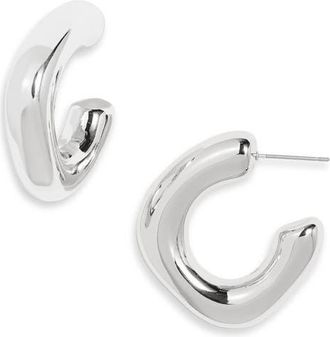 Open Edit Puffy Square Hoop Earrings in Silver at Nordstrom