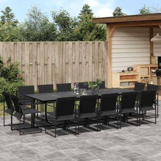 vidaXL Juego De Comedor De Jard&iacute;n 15 Piezas Textileno Negro Vidaxl