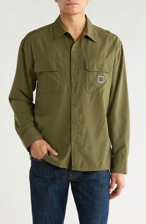 Brixton Journey Water Resistant Performance Button-Up Shirt in Dark Olive at Nordstrom, Size Xx-Large