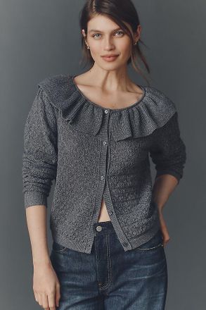 Maeve Pointelle Wool-Blend Cardigan Sweater