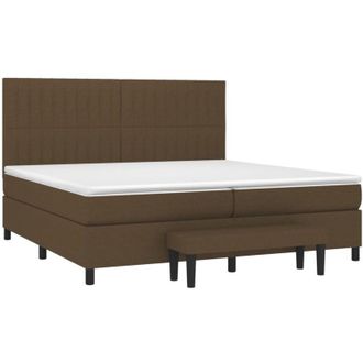 vidaXL Vidaxl - Cama Box Spring Con Colch&oacute;n Tela Marr&oacute;n Oscuro 200x200 Cm