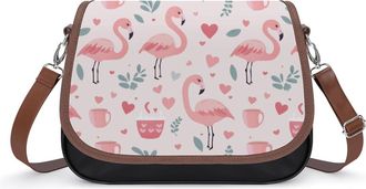 Generic Flamingos And Coffee Small Womens Crossbody Bags Shoulder Handbag with Adjustable Strap for Travel