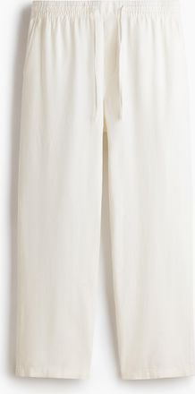 H&M Hose aus Leinenmix in Relaxed Fit - White