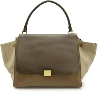 Celine Celine Trapeze Leather Canvas Handbag (Authentic Pre-Loved)