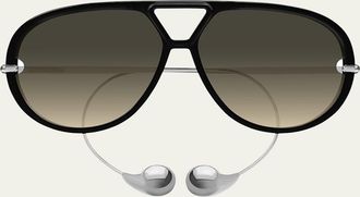 Bottega Veneta Geometric Acetate & Metal Alloy Aviator Sunglasses