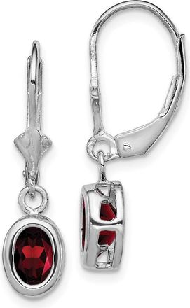 Diamond2Deal Sterling Silver Rhodium Plated 7x5mm Oval Garnet Drop Earrings