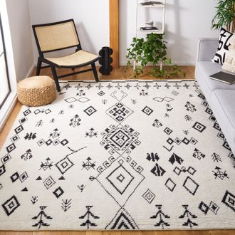 Safavieh Kenya Hand Made Area Rug, Ivory / Black Bohemian Style Non-Shedding