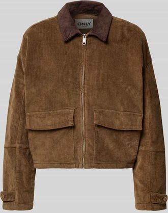 Only Boxy Fit Cordjacke aus Baumwoll-Mix Modell GLOBAL in Mittelbraun Mel, Größe XL