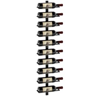 HOMCOM Wall Mount Wine Rack - Wall Wine Rack For 10 Wine Bottles - Black | TJ Hughes
