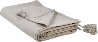 Beliani Beliani - Colcha Con Borlas Para Cama Algod&oacute;n 220 X 200 Cm Gris Pardo Lindula