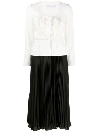 Self Portrait Abito midi con gonna plissettata - Nero