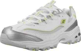 Skechers DLites Chromatic Womens Trainers, White Silver Lime, 5 UK