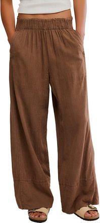 Free People Days End Linen & Cotton Pants in Double Espresso at Nordstrom, Size X-Small