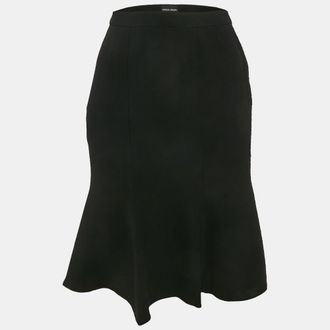 Armani Black Silk Flared Knee-Length Skirt
