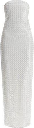 Rotate Womens Long Cotton Bodycon Dress With Beads Strapless