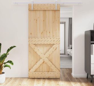 vidaXL Furniture Limited - Puerta Corredera Con Herrajes Madera Maciza