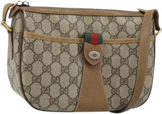 Gucci Pre-owned Cross Body Bags, female, Beige, Size: ONE SIZE Pre-owned Vintage GG Canvas Shoulder Bag