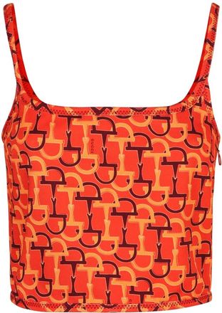 Gucci Zijden bedrukte top - Dames - Tops zonder mouwen - Oranje - S - Tops
