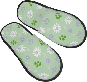 Generic Mens Slipper Cute Daisy Print Cosy Womens Slippers Plush Soft Womens Slippers Winter Indoor L
