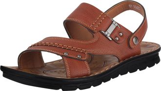 Generic Men Summer Two Wear Buckle Strap Casual Open Toe Flat Soft Bottom Breathable Shoes Sandals Beach Slippers for Men (Brown, 8.5)