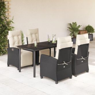 vidaXL Set De Muebles Jard&iacute;n 5 Pzas Con Cojines Rat&aacute;n Sint&eacute;tico Negro Vidaxl