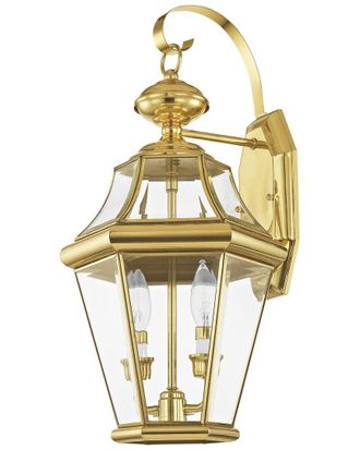 Livex Lighting Georgetown 2-Light PB Outdoor Wall Lantern