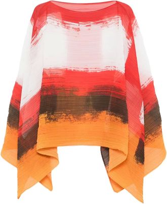 Pleats Please Issey Miyake Top plissettato con stampa astratta - Rosso