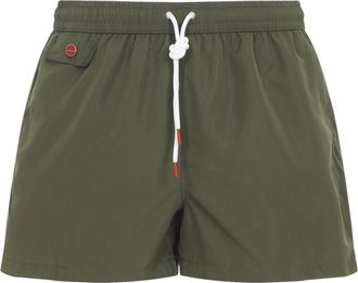 Kiton Green Polyester Swim Shorts-Uomo
