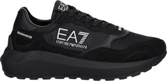 Emporio Armani Lage sneakers - Heren - Sneakers - Zwart - 42 2/3 EU - Leer - Schoenen