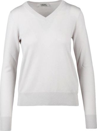 Max Mara Truien & Vesten, Dames, Wit, S, Wol, Idoneo Pullover a V
