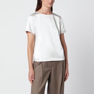 Max Mara T-shirt girocollo panna in raso