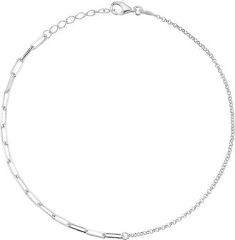 Sphera Milano Silver Mixed Chain Anklet