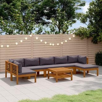 vidaXL Muebles De Jard&iacute;n 8 Pzas Cojines Madera Maciza De Acacia Vidaxl
