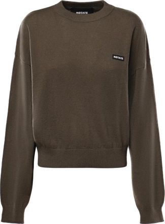 Rotate Basic Trui met Ronde Hals - Dames - Ronde hals truien - Groen - XS - Wol - Truien & Vesten