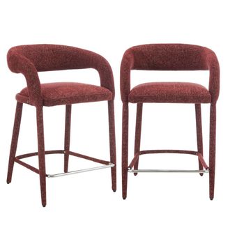 Sweeek Taburete de bar contempor&aacute;neo de tela, set de 2, burdeos