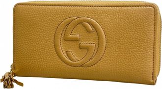 Gucci Beige Leather Long Wallet (Bi-Fold) (Pre-Owned)