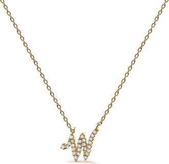 House of Brilliance 14K Yellow Gold Diamond Accent K Initial Script Style Pendant Necklace