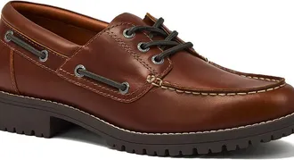 Lands End Seaport Leather Lace Up Boat Shoes in Rustic Brown at Nordstrom, Size 10.5