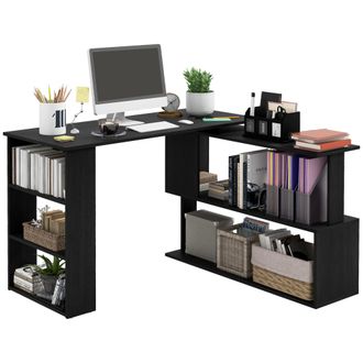 OEM Escritorio En L Con Estanter&iacute;a Mesa De Escritorio Con Estantes Para Oficina Estudio 120x110x74,5 Cm Negro