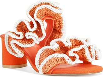 Azalea Wang Chahna Block Heel Sandal in Orange at Nordstrom, Size 7
