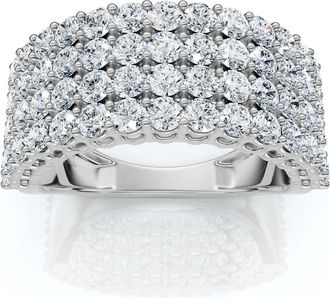 Pompeii3 3Ct Diamond Wide Four Row Anniversary Ring Gold Lab Grown