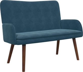 vidaXL Sof&aacute; De 2 Plazas Azul 115 X 61 X 87 Cm Terciopelo Vidaxl