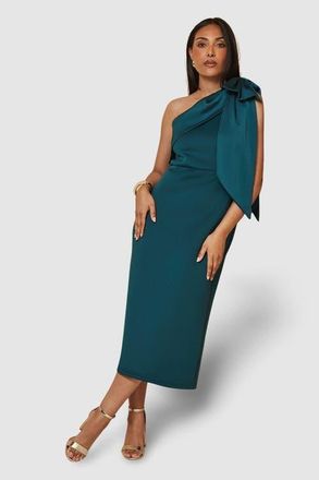 Wallis Petite Occasion One Shoulder Midi Dress in Green at Nordstrom, Size 10P