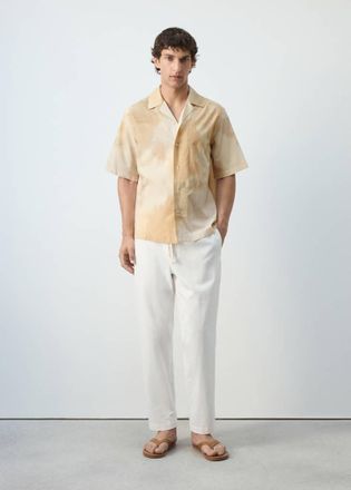 Mango Camicia 100% cotone stampata vaniglia - Uomo - XXL - MANGO MAN