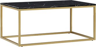 Beliani Beliani - Mesa De Centro Efecto M&aacute;rmol Negro Dorado 100 X 60 Cm Base De Metal Dorris