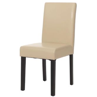 Hhg Hhg - Silla De Comedor Littau, Silla De Cocina Silla, Polipiel, Crema, Patas Oscuras