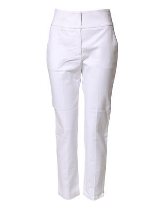 PESERICO White High Waist Tapered Fit Chino Trouser Womens Pants (Pre-Owned)