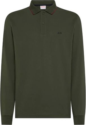 Sun 68 long-sleeve logo polo shirt - Green